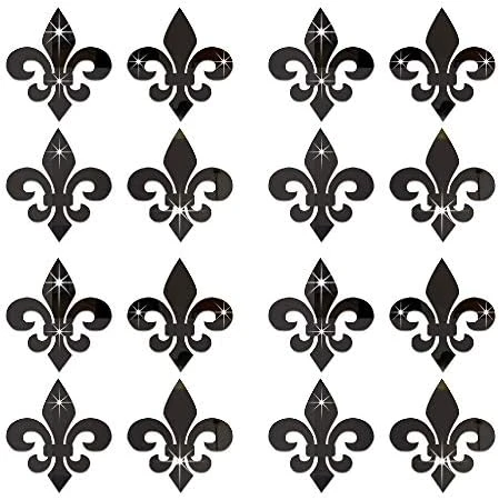 Funlife 16PCS Fleur De Lis Pattern Hollow Self Adhesive Wall Mirror Stickers, Non Glass Small Acrylic Mirror For Home Cabinet Wall Decor 3.94" X 3.94" Gold 6 Funlife 16PCS Fleur De Lis Pattern Hollow Self Adhesive Wall Mirror Stickers, Non Glass Small Acrylic Mirror For Home Cabinet Wall Decor 3.94" X 3.94" Gold - Image 6