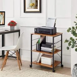 Mr IRONSTONE Kitchen Stand Microwave Cart 23.7'' For Small Space, Coffee Bar Table 3-Tier Rolling Utility Microwave Oven Rack On Wheels, Coffee Cart With Storage Bakers Rack With 10 Hooks, Vintage -Safavieh Furniture 51yKC6NPTML