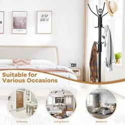 Tangkula Coat Rack Freestanding, 78 Inch Heavy Duty Metal Coat Tree, Free Standing Entryway Hat Coat Jacket Umbrella Holder, Clothes Hanger With Base Coat Rack Stand Black -Safavieh Furniture 51yOEUJ6MmL