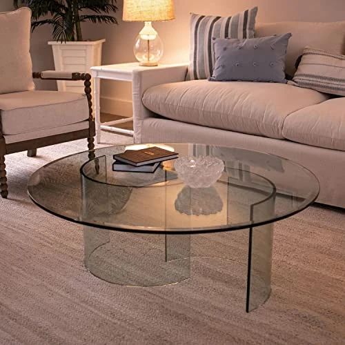 34" Round 1/4" Thick Tempered Clear Glass Table Top With Flat Polished Edge 2 34" Round 1/4" Thick Tempered Clear Glass Table Top With Flat Polished Edge - Image 2