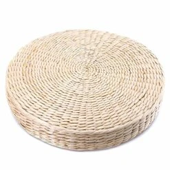 Soaoun Straw Pouf 15.75" Handmade Tatami Pillow Round Straw Weave Yoga Zen Chair Seat Mat Ottomans (Beige)