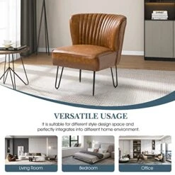 HULALA HOME Faux Leather Accent Chairs Set Of 2 With Metal Base, Mid Century Modern Living Room Chairs, Comfy Upholstered Armless Side Chairs For Bedroom, Camel 19 HULALA HOME Faux Leather Accent Chairs Set Of 2 With Metal Base, Mid Century Modern Living Room Chairs, Comfy Upholstered Armless Side Chairs For Bedroom, Camel -Safavieh Furniture 51ydl9uvOYL