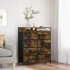 SONGMICS Drawer Dresser, Closet Storage Dresser, Chest Of Drawers, 8 Fabric Drawers And Metal Frame With Handles, Rustic Brown And Black ULTS124B01