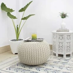 COTTON CRAFT - Hand Knitted Cable Style Dori Pouf - Ivory - Floor Ottoman - Cotton Braid Cord - Handmade & Hand Stitched - Truly One Of A Kind Seating - 20 Dia X 14 High 19 COTTON CRAFT - Hand Knitted Cable Style Dori Pouf - Ivory - Floor Ottoman - Cotton Braid Cord - Handmade & Hand Stitched - Truly One Of A Kind Seating - 20 Dia X 14 High -Safavieh Furniture 51yh1OwVAtL