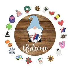 MatureGirl Pieces Hanger Door With Sign For Seasonal Front Interchangeable Holiday Welcome Decoration & Hangs Large Stained Glass Window Hangings (As Shows, One Size)