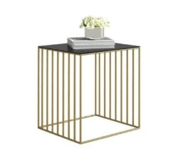 JGATW Nightstand Iron Art Storage Shelf End Table Creative Tea Desk Vintage Bedroom Living Room Ultra Narrow Nightstand Coffee Table For Living Room And Bedroom (Color : Gold)