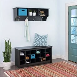 Hawthorne Collections Entryway Wall Cubby Shelf Coat Rack In Black -Safavieh Furniture 51zI6b7SEUL