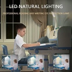 OLOTU Adjustable Kids Desk And Chair Set, Children Writing Table With LED Light ＆ Reading Board ＆ Drawer, Ergonomic Study Desk -Safavieh Furniture 51zTNUimdwL
