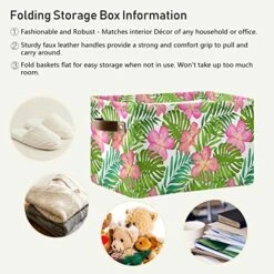 ALAZA Rectangular Foldable Storage Bin Floral Exotic Tropical Collapsible Waterproof Laundry Hamper Baby Nursery Basket Organizer With Handles For Closet Toys Gifts 1PCS -Safavieh Furniture 51zTcdDt35L