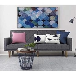 WYKDD Convertible Futon Couch Bed With Linen Upholstery And Wood Legs - Grey