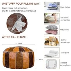 Bohepuffex Handmade Moroccan Pouf Foot Stool Round & Large Storage Cover Bohemian Style Ottoman An Exotic Décor For Living Room Bedroom Or Wedding Gifts Faux Leather Unstuffed Only Cover (color Block) 12 Bohepuffex Handmade Moroccan Pouf Foot Stool Round & Large Storage Cover Bohemian Style Ottoman An Exotic Décor For Living Room Bedroom Or Wedding Gifts Faux Leather Unstuffed Only Cover (color Block) -Safavieh Furniture 51ziZ38LMaS