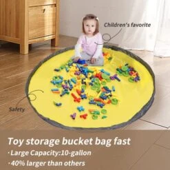 TYUI SlideAway Toy Storage Organizer & Play Mat·-Drawstring Playmat Play Mat-Building Bricks Toy Storage Organizer - Tidy With Ease-Toy Basket Toy Storage Bags For Toy Bricks -Safavieh Furniture 51zo80lTJdL