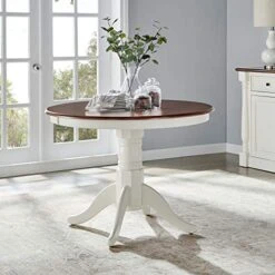 Crosley Furniture Shelby Dining Table, Round, Distressed White -Safavieh Furniture 51zofHaESGL