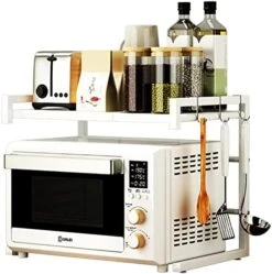 PUSDON Microwave Oven Rack, Adjustable Shelf With Hooks & 100lbs Capacity, 2-Tier Organizer For Kitchen Counter In Black-Microparticles 22 PUSDON Microwave Oven Rack, Adjustable Shelf With Hooks & 100lbs Capacity, 2-Tier Organizer For Kitchen Counter In Black-Microparticles -Safavieh Furniture 51zpfSFNzOL. AC