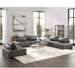 Volans Sherpa Fleece Sectional Sofa, Mid Century Modern Upholstered Square Modular Sectional Sofa Couch With Two Removable Non-Slip Pillows, Living Room Sofa Set, Grey, 1 Pcs -Safavieh Furniture 51zzy4ydwzL. AC