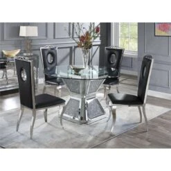 Acme Furniture Noralie Dining Table, Clear Glass, Mirrored & Faux Diamonds -Safavieh Furniture 610Vs4VGnoL