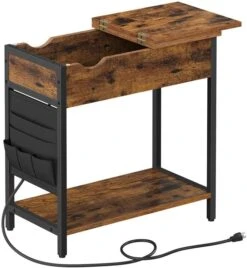 VASAGLE Side Table With Storage, End Table With USB Ports And Outlets, Nightstand With Charging Station, Fabric Bags, For Living Room, Bedroom, Rustic Brown And Black ULET310B01V1 19 VASAGLE Side Table With Storage, End Table With USB Ports And Outlets, Nightstand With Charging Station, Fabric Bags, For Living Room, Bedroom, Rustic Brown And Black ULET310B01V1 -Safavieh Furniture 612hqgD6dML. AC