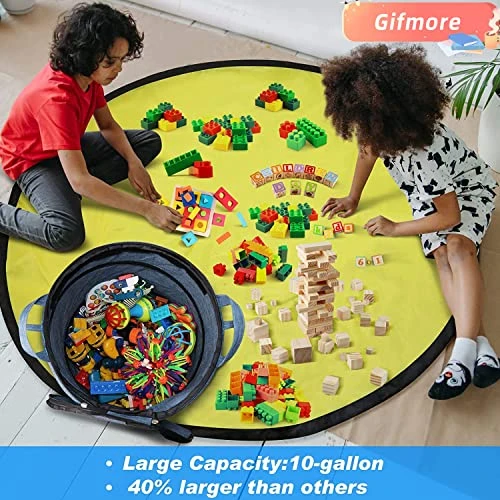 Gifmore Toy Storage Organizers And Play Mat For Kids, Toy Storage Bins For Building Bricks & Blocks, Foldable Canvas Toys Bag For Boys And Girls 3 Gifmore Toy Storage Organizers And Play Mat For Kids, Toy Storage Bins For Building Bricks & Blocks, Foldable Canvas Toys Bag For Boys And Girls - Image 3
