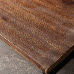 LOKKHAN Rectangular Dining Table For 4, (47.3" L X 41.3" H X 23.6" W), Heavy Duty Metal Pipe, Solid Wood Desktop, Home Kitchen Bar Office Cafe Pub, Rustic Industrial, Black & Brown -Safavieh Furniture 617KFrblHqL