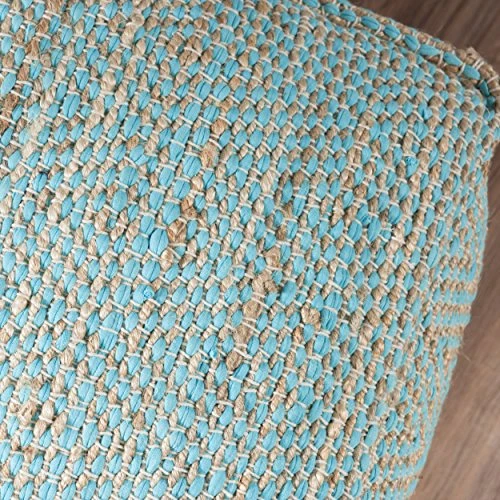 Christopher Knight Home Abella Fabric Pouf, Aqua 3 Christopher Knight Home Abella Fabric Pouf, Aqua - Image 3