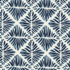 Homepop Home Decor | Upholstered Round Storage Ottoman | Ottoman With Storage For Living Room & Bedroom With Flared Legs, Navy Blue Geometric Pattern 12 Homepop Home Decor | Upholstered Round Storage Ottoman | Ottoman With Storage For Living Room & Bedroom With Flared Legs, Navy Blue Geometric Pattern -Safavieh Furniture 618NvyKoFHL