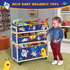 Eapura Kids Toy Storage Organizer 3-Tier Wooden Children Storage Rack With Wheels 6 Detachable Storage Bins Extra Large Capacity Bookshelf Bookcase Display Stands Shelf Multi Cabinet For Books Toys -Safavieh Furniture 619HzV5TKlL