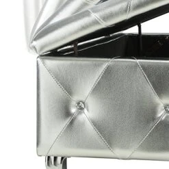 Christies Home Living Silver Crystal Tufted Storage Bench, -Safavieh Furniture 61AphthQgpL