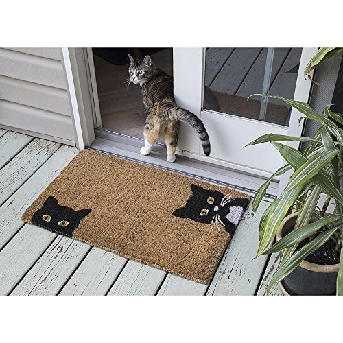 Entryways Peeping Cats Hand-Stenciled, All-Natural Coconut Fiber Coir Doormat, 18” X 30” X .75” 3 Entryways Peeping Cats Hand-Stenciled, All-Natural Coconut Fiber Coir Doormat, 18” X 30” X .75” - Image 3
