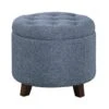 Homelegance Cleo 20" Round Fabric Storage Accent Ottoman, Blue