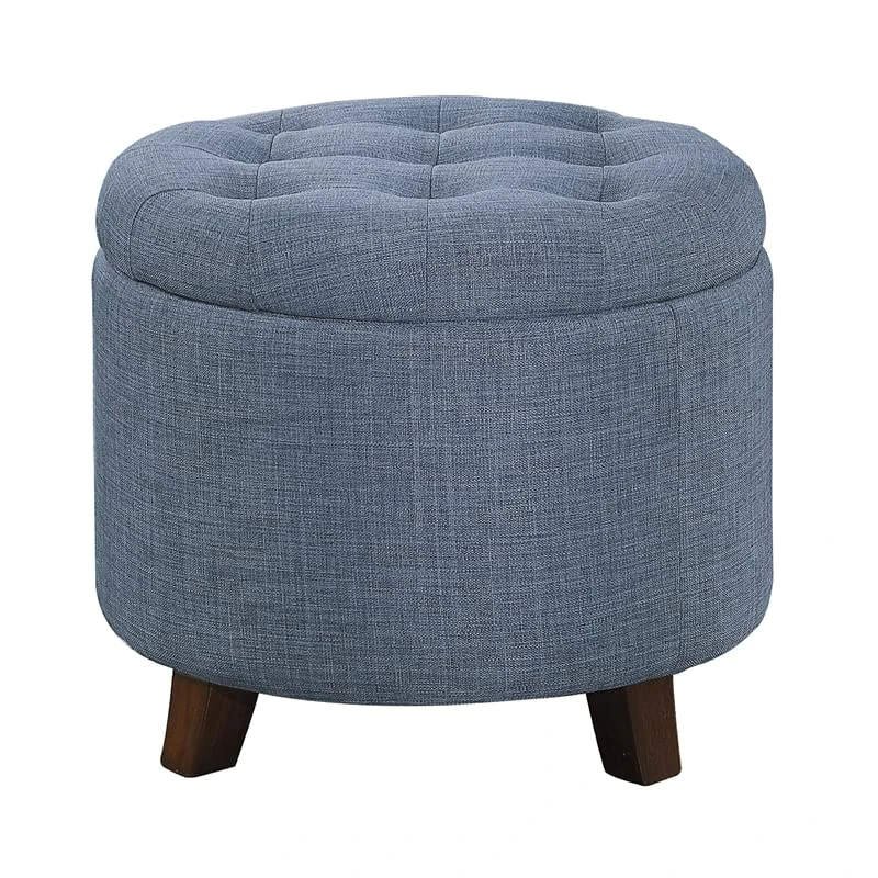 Homelegance Cleo 20" Round Fabric Storage Accent Ottoman, Blue 1 Homelegance Cleo 20" Round Fabric Storage Accent Ottoman, Blue