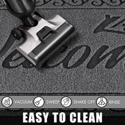 Yimobra Welcome Front Door Mat, Heavy Duty Easy Clean Doormat Indoor Outdoor, Waterproof Quick Dry Floor Mat For Home, Garage, Hign Traffic Areas, Non Slip, Low Profile, 29.5X17 Inches, Black Gray -Safavieh Furniture 61CmWOrGVhL