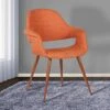 Armen Living Phoebe Dining Chair In Orange Fabric And Walnut Wood Finish