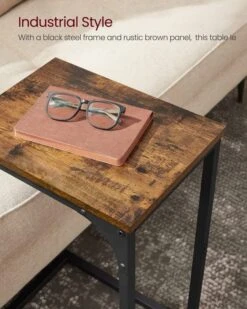 VASAGLE C-Shaped End Table, Small Side Table For Couch, Sofa Table With Metal Frame For Living Room, Bedroom, Bedside, Rustic Brown And Black -Safavieh Furniture 61GJEPVEWUL