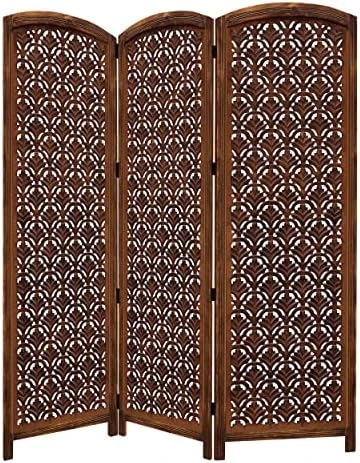 Oom Divider Wood Screen - Ghanti Bells Antique Brown - 4 Panel Folding 72 X 80 - Assembled Hand Carved Decorative Functional Versatile Portable Partition Reversible Privacy Boho - COTTON CRAFT 15 Oom Divider Wood Screen - Ghanti Bells Antique Brown - 4 Panel Folding 72 X 80 - Assembled Hand Carved Decorative Functional Versatile Portable Partition Reversible Privacy Boho - COTTON CRAFT - Image 15
