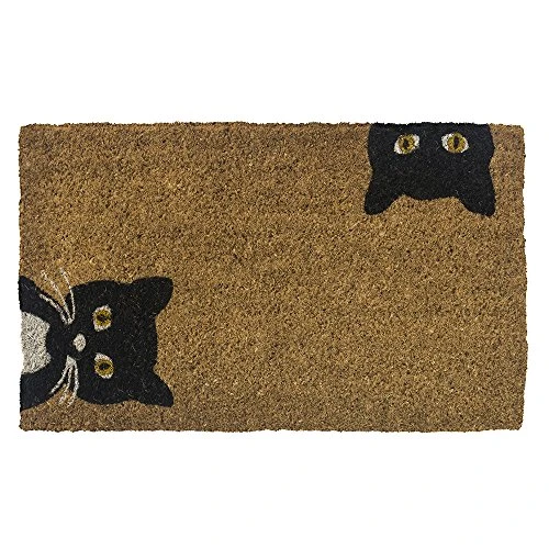 Entryways Peeping Cats Hand-Stenciled, All-Natural Coconut Fiber Coir Doormat, 18” X 30” X .75” 1 Entryways Peeping Cats Hand-Stenciled, All-Natural Coconut Fiber Coir Doormat, 18” X 30” X .75”