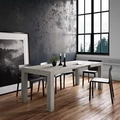 Mobili Fiver, Iacopo Extendable Dining Table, Concrete Grey, Made In Italy
