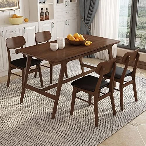 Merax 7-Piece Farmhouse Rustic Wooden Dining Set, Rectangular Table With 6 Padded Chairs, Gray 8 Merax 7-Piece Farmhouse Rustic Wooden Dining Set, Rectangular Table With 6 Padded Chairs, Gray - Image 8