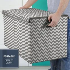 Sorbus Toy Chest With Flip-Top Lid, Kids Collapsible Storage For Nursery, Playroom, Closet, Home Organization, Large (Pattern - Chevron Gray) -Safavieh Furniture 61LG3D8sVOL