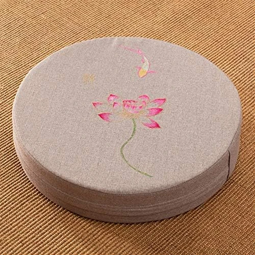 Chickle Round Cushion Thicken Futon Floor Pillows Living Room Bedroom Meditation Cushion Beige Lotus 1 15.7"x15.7"x3.9" 13 Chickle Round Cushion Thicken Futon Floor Pillows Living Room Bedroom Meditation Cushion Beige Lotus 1 15.7"x15.7"x3.9" - Image 13