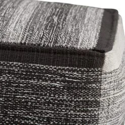 SIMPLIHOME Naya Cube Pouf, Footstool, Upholstered In Patterned Grey Melange Hand Woven Cotton, For The Living Room, Bedroom And Kids Room, Transitional, Boho -Safavieh Furniture 61NXDKZ1mGL