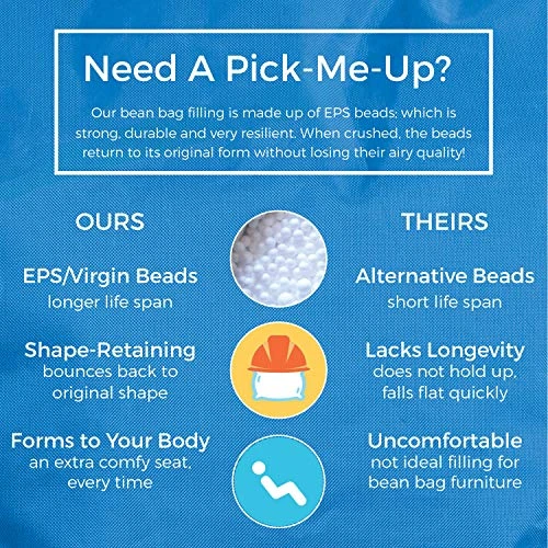 Factory Direct Partners 10481-FB Cali Alpine Sack Bean Bag Chair, Dirt-Resistant Coated Oxford Fabric - French Blue 5 Factory Direct Partners 10481-FB Cali Alpine Sack Bean Bag Chair, Dirt-Resistant Coated Oxford Fabric - French Blue - Image 5