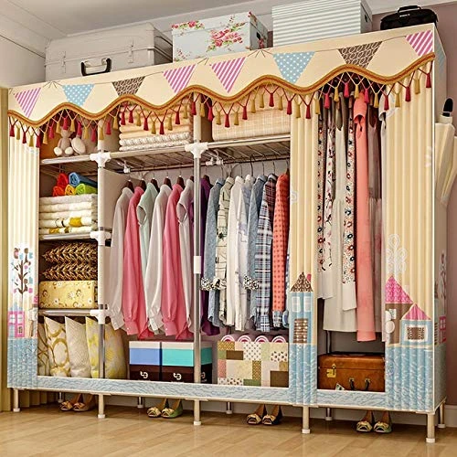 HMGGDD Cloth Wardrobe For Clothes Fabric Folding Portable Closet Storage Cabinet Bedroom Home Furniture 4 HMGGDD Cloth Wardrobe For Clothes Fabric Folding Portable Closet Storage Cabinet Bedroom Home Furniture - Image 4