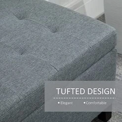 HOMCOM 51 Large Tufted Linen Fabric Ottoman Storage Bench With Soft Close Top - Heather Grey -Safavieh Furniture 61PFpWLVTKL