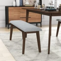 Allora Mid Century Modern 3 Piece Dining Set With Bench In Walnut 9 Allora Mid Century Modern 3 Piece Dining Set With Bench In Walnut -Safavieh Furniture 61SFmhiN7QL