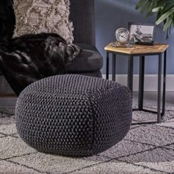 Christopher Knight Home Joyce Knitted Cotton Square Pouf, Dark Grey 13 Christopher Knight Home Joyce Knitted Cotton Square Pouf, Dark Grey -Safavieh Furniture 61ScuVsTF7L