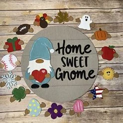MatureGirl Gnome Door Hanger, Gnome Interchangeable All Seasons Welcome Sign Lighted Garden Statues (Multicolor, One Size) -Safavieh Furniture 61TuINll3DS