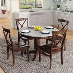 5 Piece Dining Table Set, Wooden Kitchen Dining Table Set With Square Table And 4 Upholstered Chairs For Kitchen, Dining Room, Family And Apartment (Light Gray+4 Person) 22 5 Piece Dining Table Set, Wooden Kitchen Dining Table Set With Square Table And 4 Upholstered Chairs For Kitchen, Dining Room, Family And Apartment (Light Gray+4 Person) -Safavieh Furniture 61WYUcqiSkL. AC