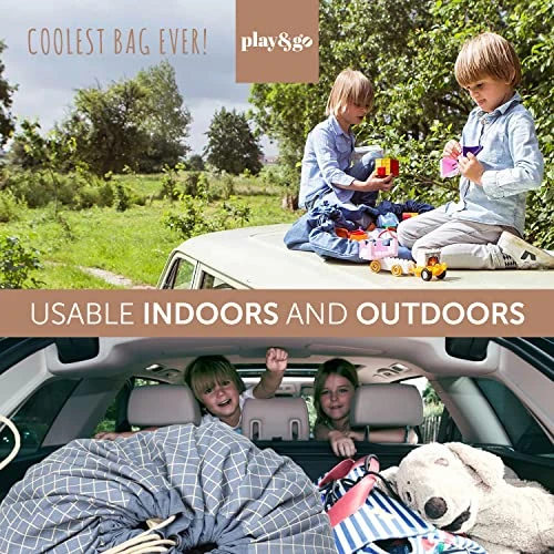 Play&Go Play & Go Organic Cotton Drawstring Play Mat Storage Bag - Kids Toy Storage Organizer - Storage Bag For Children, Large 55" Play Mat For Toddlers Toys And Bag For Storage - Blue 4 Play&Go Play & Go Organic Cotton Drawstring Play Mat Storage Bag - Kids Toy Storage Organizer - Storage Bag For Children, Large 55" Play Mat For Toddlers Toys And Bag For Storage - Blue - Image 4