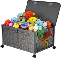 BestAlice 2 Pack Toy Storage Toy Box Organizer, Large Toy Box Chest With Lid, Foldable Metal Toy Organizers And Storage Bins With Wheels, Toy Box For Boys And Girls, Bedroom Playroom (White) -Safavieh Furniture 61X4hcFtMcL. AC 1