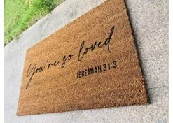 Christian Welcome Mat, Reminding You That You're So Loved. 100% Natural 18 By 30 Raw Coco Coir Mat, Ethically Sourced. -Safavieh Furniture 61XBqtH4GSL